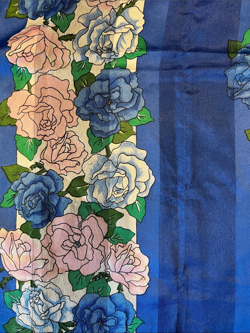 Cobalt Rose Print Women's Scarf - Picture 3 of 4